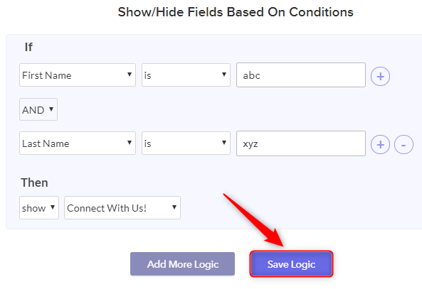 Click On Save Logic - Pabbly Form Builder