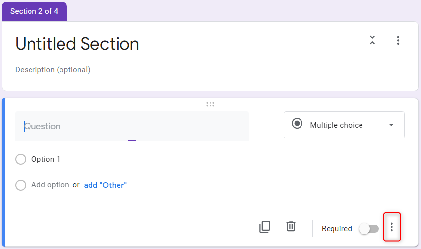 Select Goto Section - Google Forms